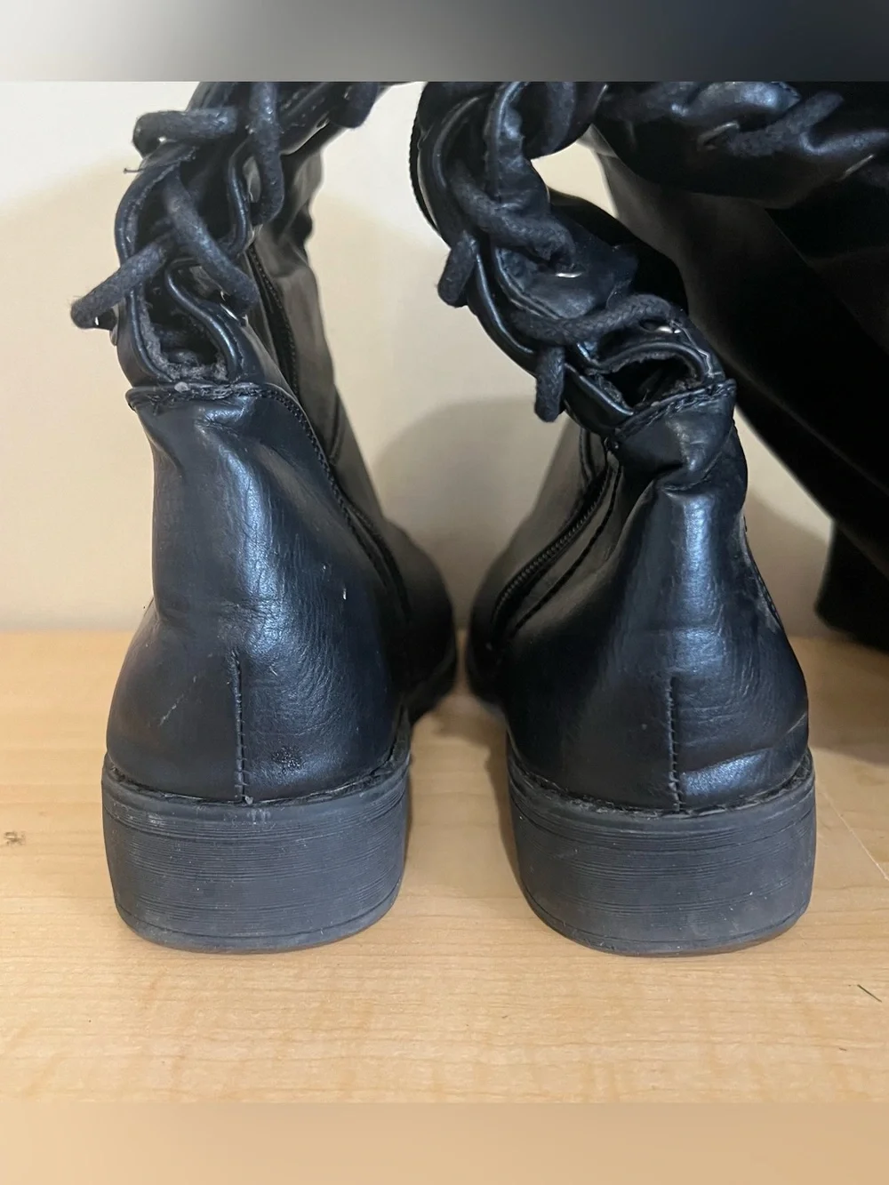 Women’s Black Lace-Up Over-the-Knee Riding Boots